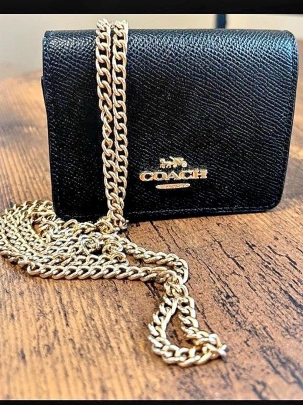 Coach Mini Wallet On A Chain Black Crossbody